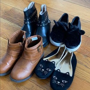 FOUR PAIRS of gently used girls shoes